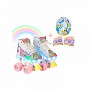 Patines Unicornio Power 4 Ruedas - Con Luces Led y Set de Protección. RLL8000 solo talle 36 y 38