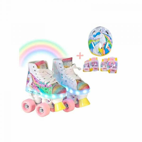 Patines Unicornio Power 4 Ruedas - Con Luces Led y Set de Protección. RLL8000 solo talle 36 y 38