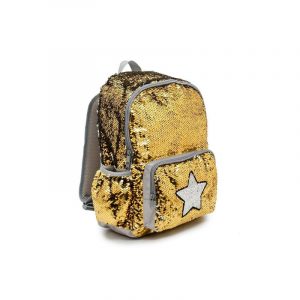Mochila Lentejuelas Reversibles Dorada/Plateada 15" 1