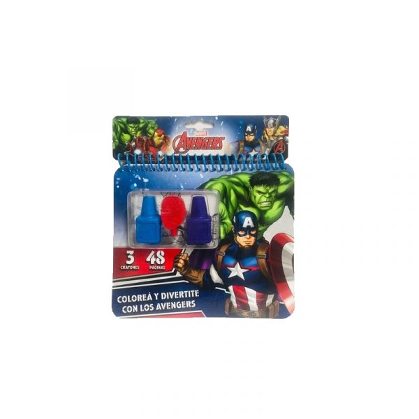 Cuaderno Anillado 48 Hojas Para Colorear + Crayones Avengers ART SP432