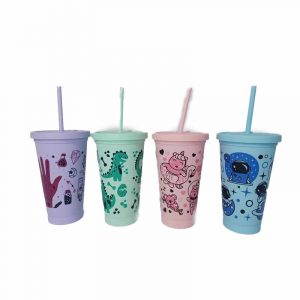 Vaso Con Tapa y Sorbete Varios Diseños ART AB-20015 (go-shop