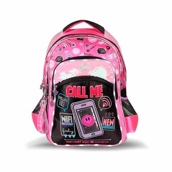Mochila Escolar Espalda 18 Call Me Con Luz Led Footy ART F2143