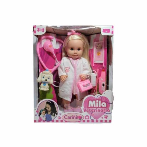 Muñeca Mila Veterinaria Con Mascota ART 0911