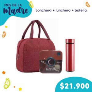 .Set de lonchera + botella con control de temperatura.