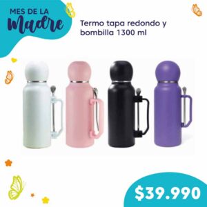 Termo tapa mate redondo + Bombilla
