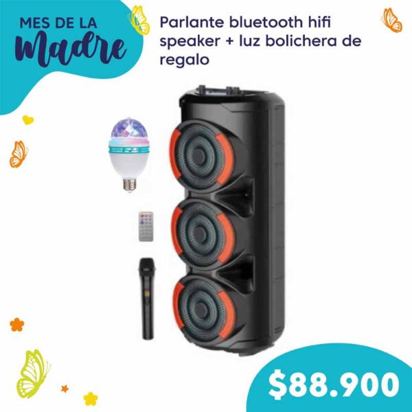 Parlante Bluetooth 6,5" + Lampara bolichera