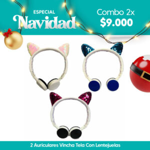 Auriculares Orejitas Lentejuelas x2