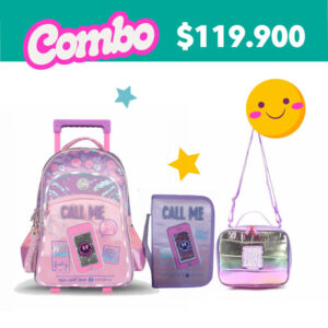 Mochila Con Carro Footy Call Me + Cartuchera + Lonchera