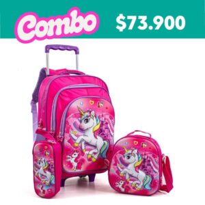 Mochila con Carro Unicornio + Mochila + Lonchera