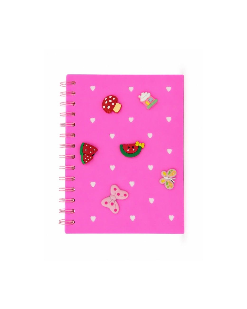 Cuaderno en Espiral "Sweet Charms" - Edición Rosa Chicle con Dijes 3D ART ZZ-2109