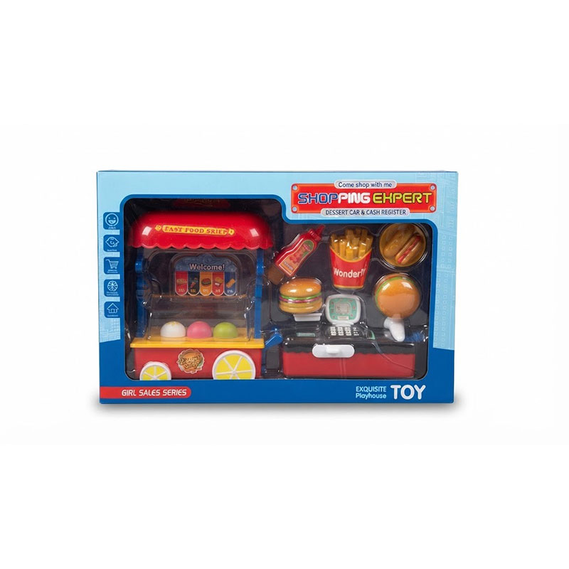Set de Juguete "Shopping Expert" (Carro de Comida Rápida y Caja Registradora) ART AB-14046