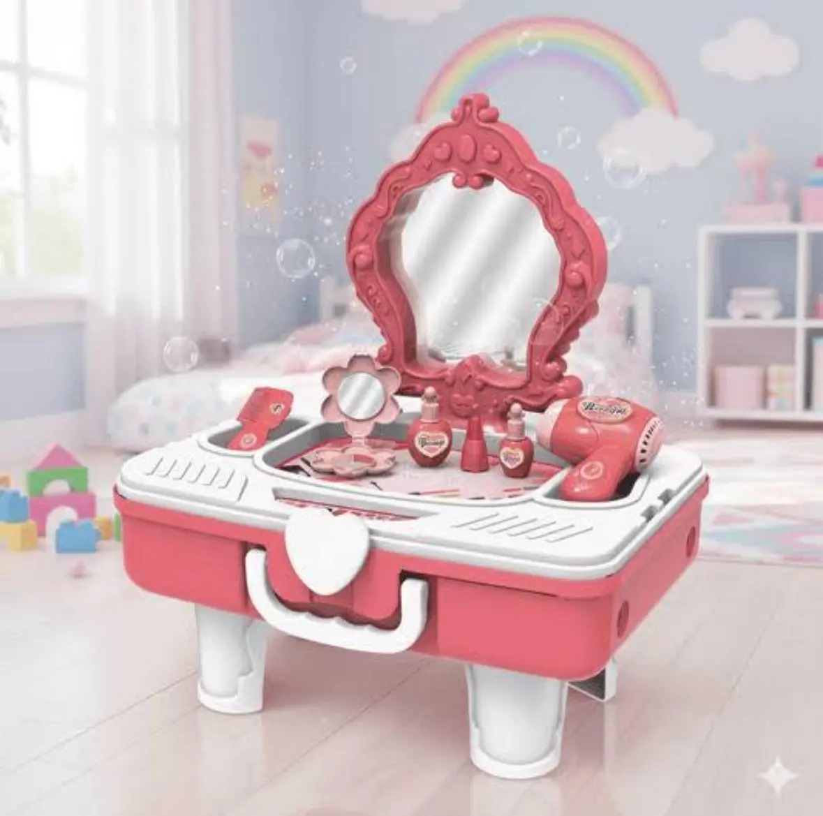 Set de Tocador de Juguete 2 en 1 – Valija y Mesa de Belleza ART JU0162 - Imagen 3